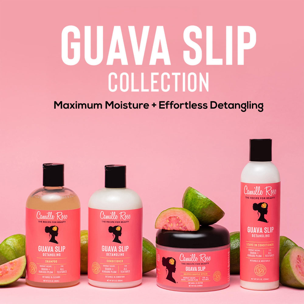 Camille Rose Guava Whipped Cream sample demonstrates compatibility with all hair textures.