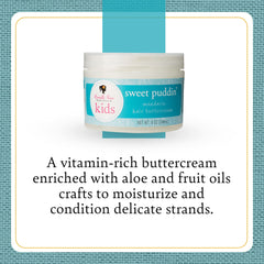 Camille Rose Kids Sweet Puddin’ application on hair for wet or dry styling