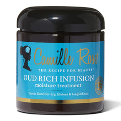 Camille Rose Oud Rich Infusion bottle delivers deep moisture for dry, tangled hair.