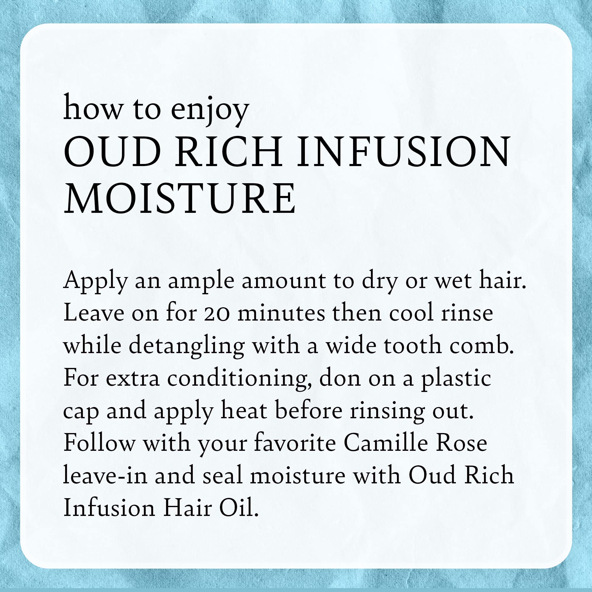 Ingredients slide with olive oil, jojoba, and white tea for nourished strands.