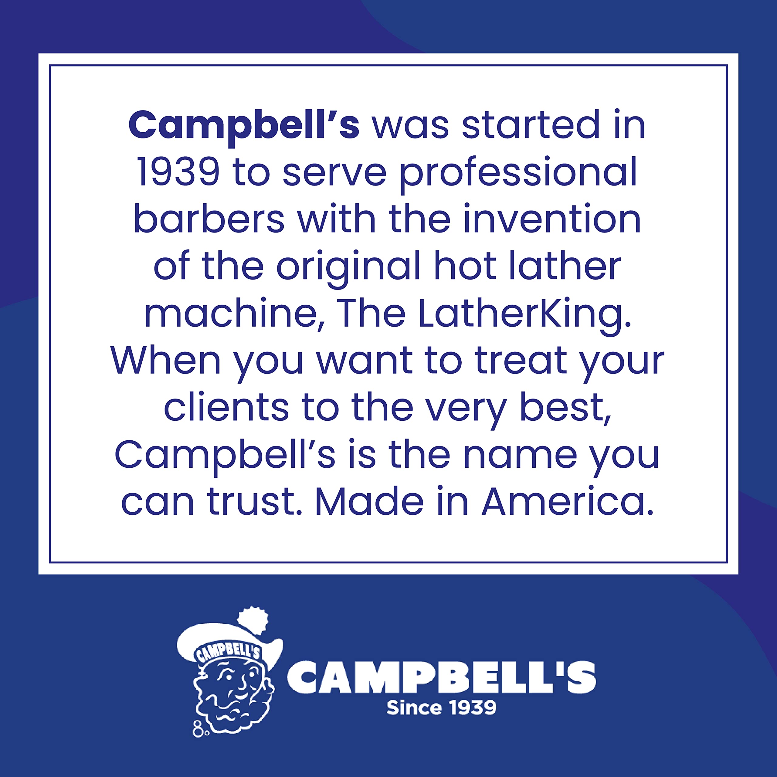 Professional barber using Campbell's pre-mixed shave cream