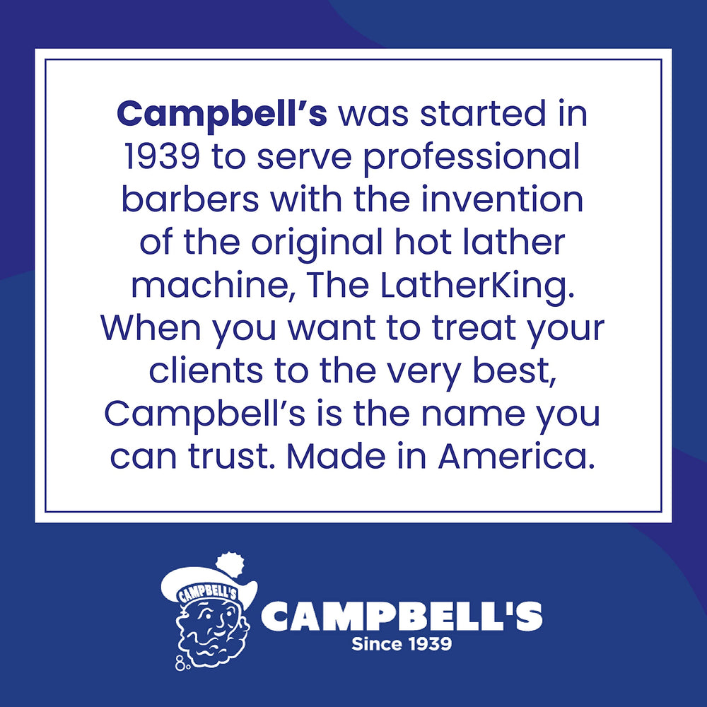 Professional barber using Campbell's pre-mixed shave cream