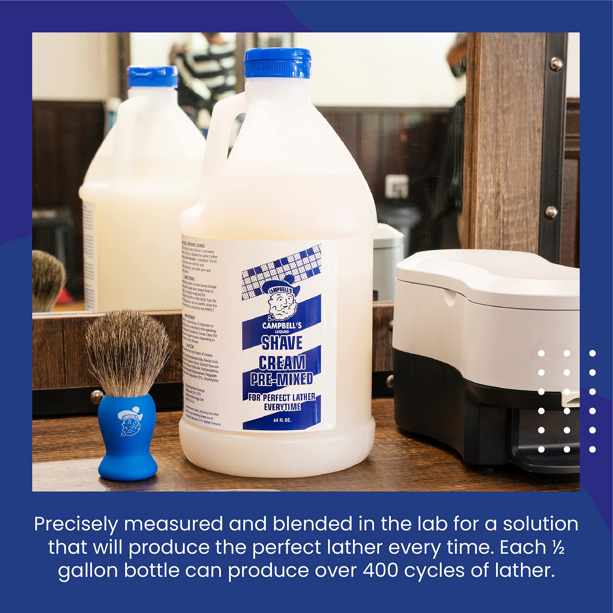 Campbell's shave cream bottle being shaken for thorough mixing