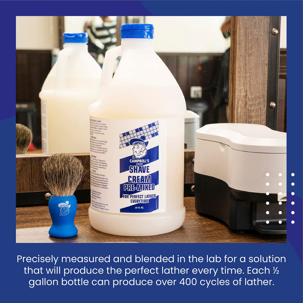 Campbell's shave cream bottle being shaken for thorough mixing