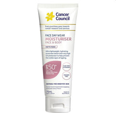 Cancer Council Face Daywear Moisturiser SPF50+ with invisible finish for all skin tones.