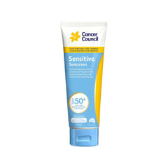 Cancer Council Sensitive Sunscreen SPF50+ bottle ready for daily sun protection.