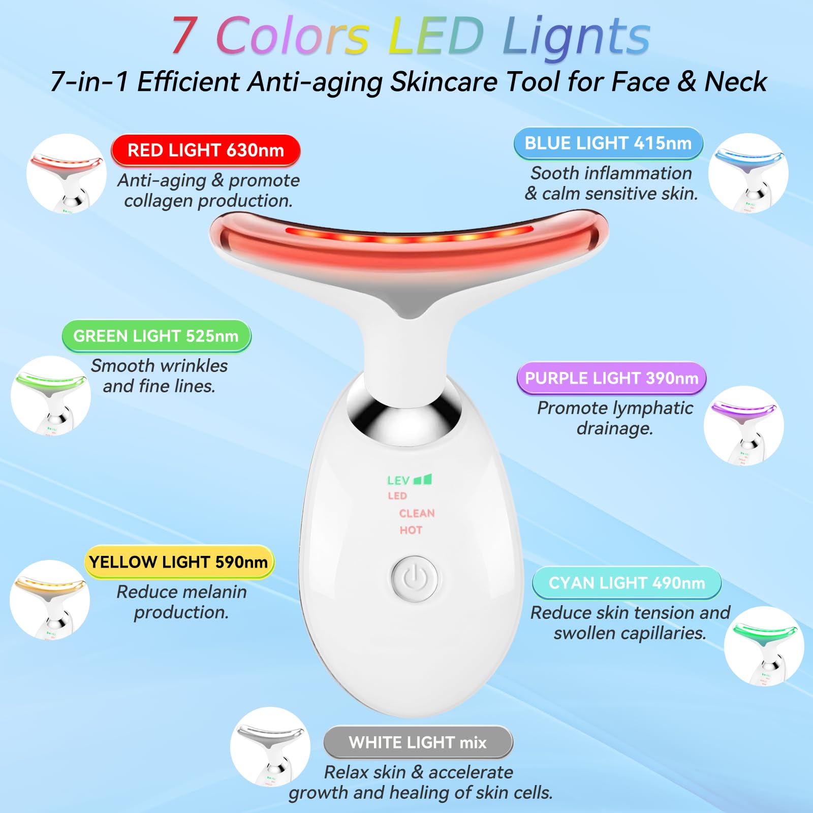Candio massager offers seven colors and three modes for customizable facial massage.