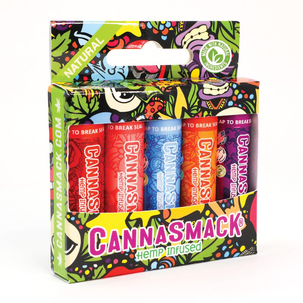 CannaSmack Mango hemp lip balm jar for on-the-go hydration and flavorful care.