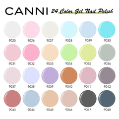 CANNI color chart showing 30 shades for easy spring-summer nail ideas.