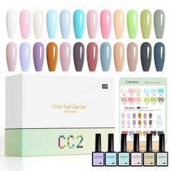 CANNI 30Pcs gel nail polish set box with spring-summer shades for at-home manicures.