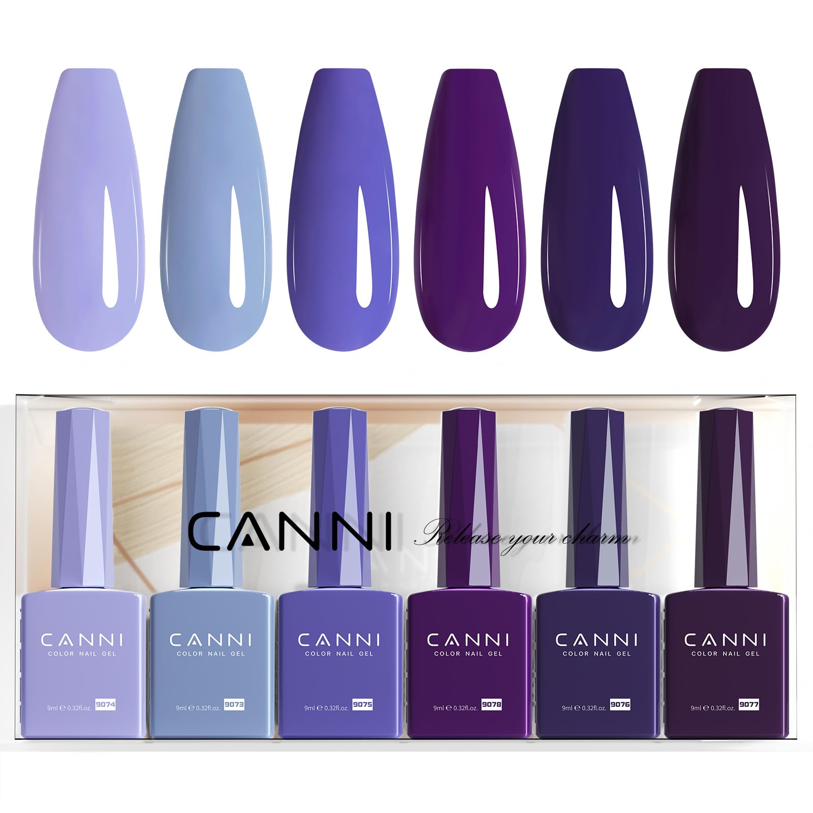 CANNI 6-color gel nail polish set with color-coded bottles for precise at-home manicure