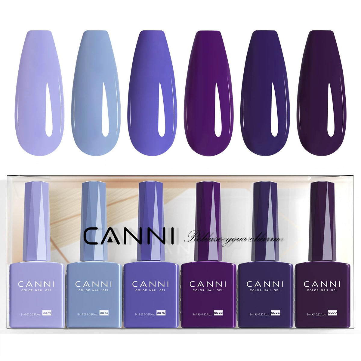 CANNI 6-color gel nail polish set with color-coded bottles for precise at-home manicure