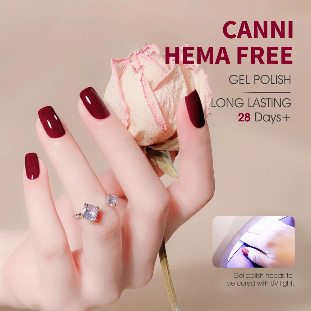 CANNI deep cherry red shade showcased as burgundy tone.
