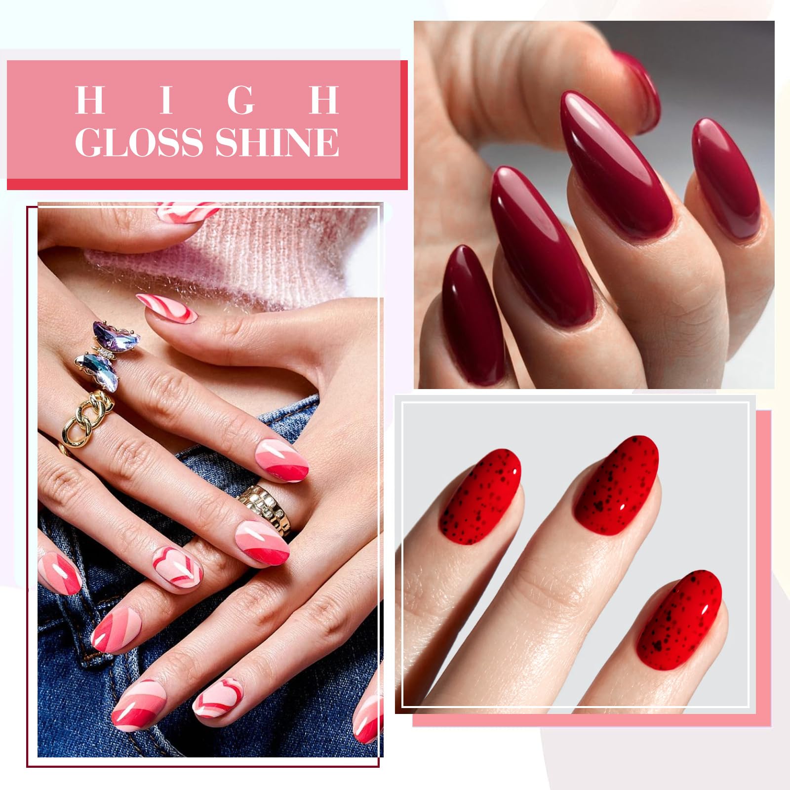 CANNI nails on hand show real life look and glassy finish.