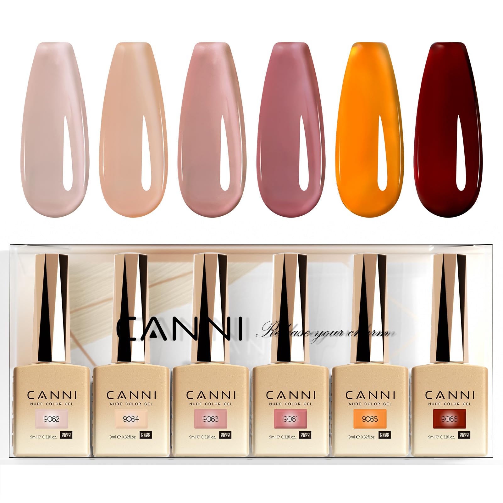CANNI jelly gel polish bottles close-up showing vivid pigment for precise color view.
