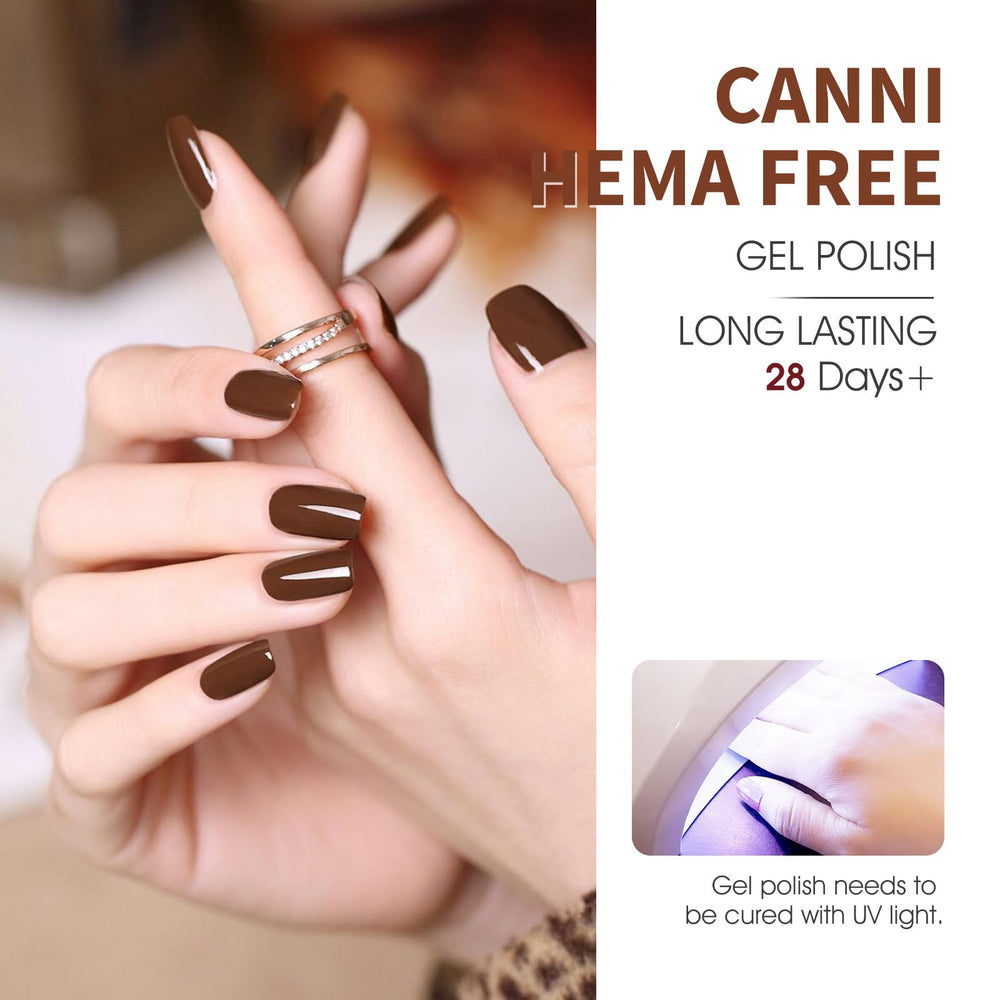 CANNI fall shades on nails with glossy finish