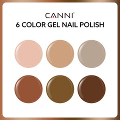 CANNI swatches on nails display fall-friendly nude-brown tones