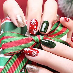 CANNI gold gel polish swatch with festive shimmer