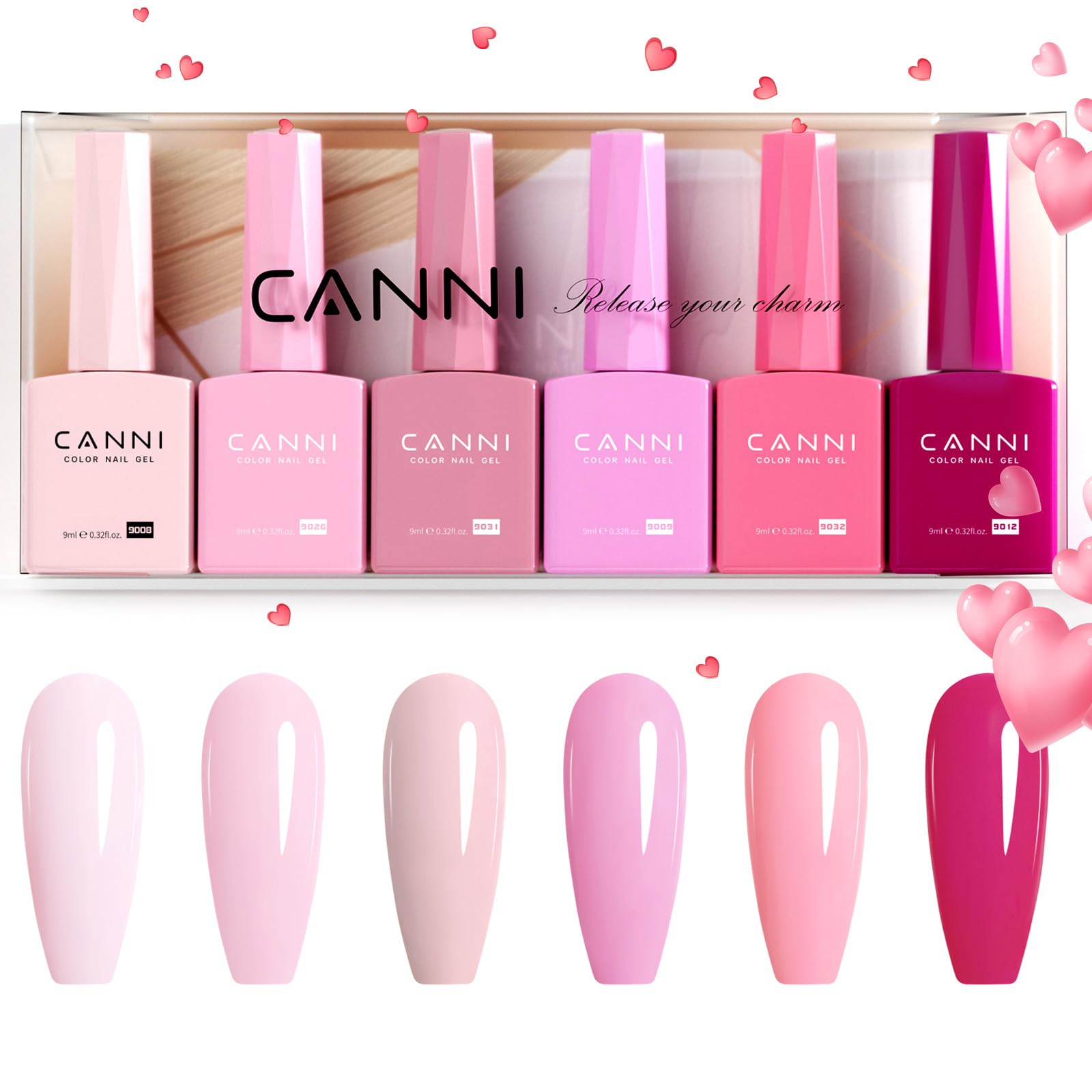 CANNI six-piece light pink gel nail polish set for a smooth, long-lasting manicure