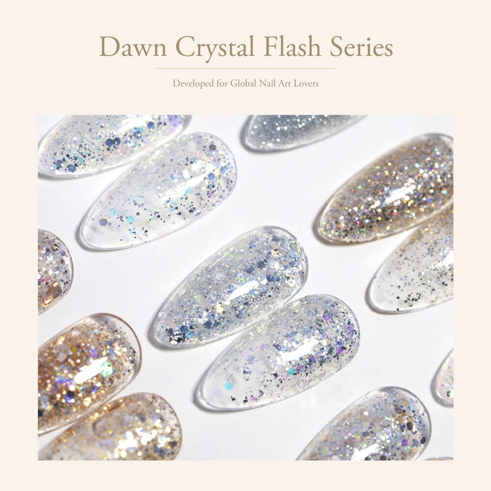 CANNI champagne glitter gel polish swatch for soft, sophisticated sparkle
