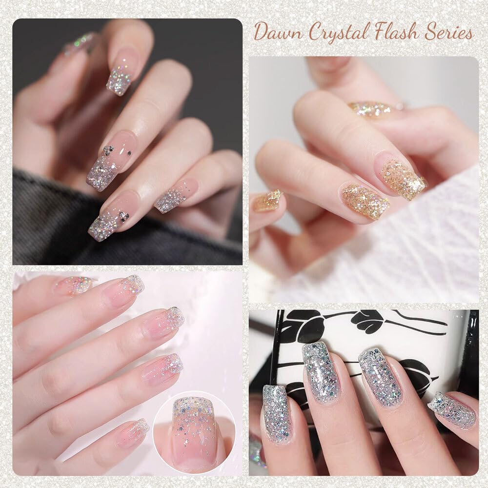 CANNI purple glitter gel polish swatch for bold, glamorous nails