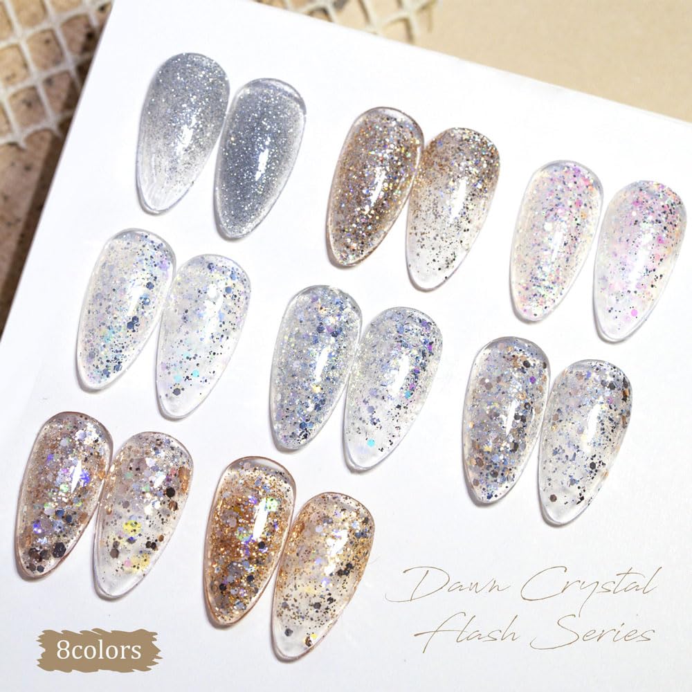 CANNI silver glitter gel polish swatch with metallic sparkle for chic looks