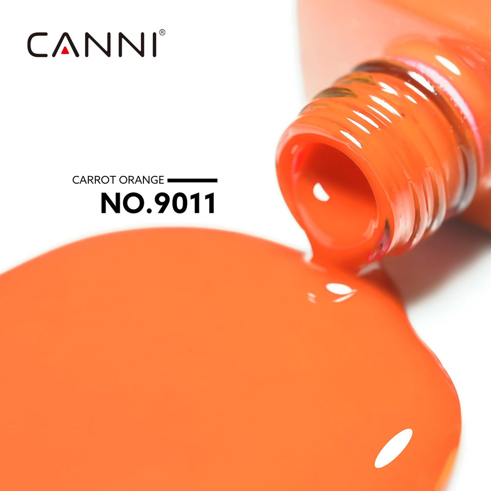 CANNI Bright Orange Gel bottle cap close-up, highlighting seal quality for long-lasting wear.