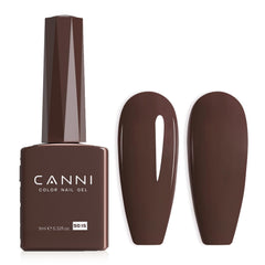 CANNI Brown Gel Nail Polish bottle displays the rich chocolate-brown shade with a high-gloss finish for at-home manicures.