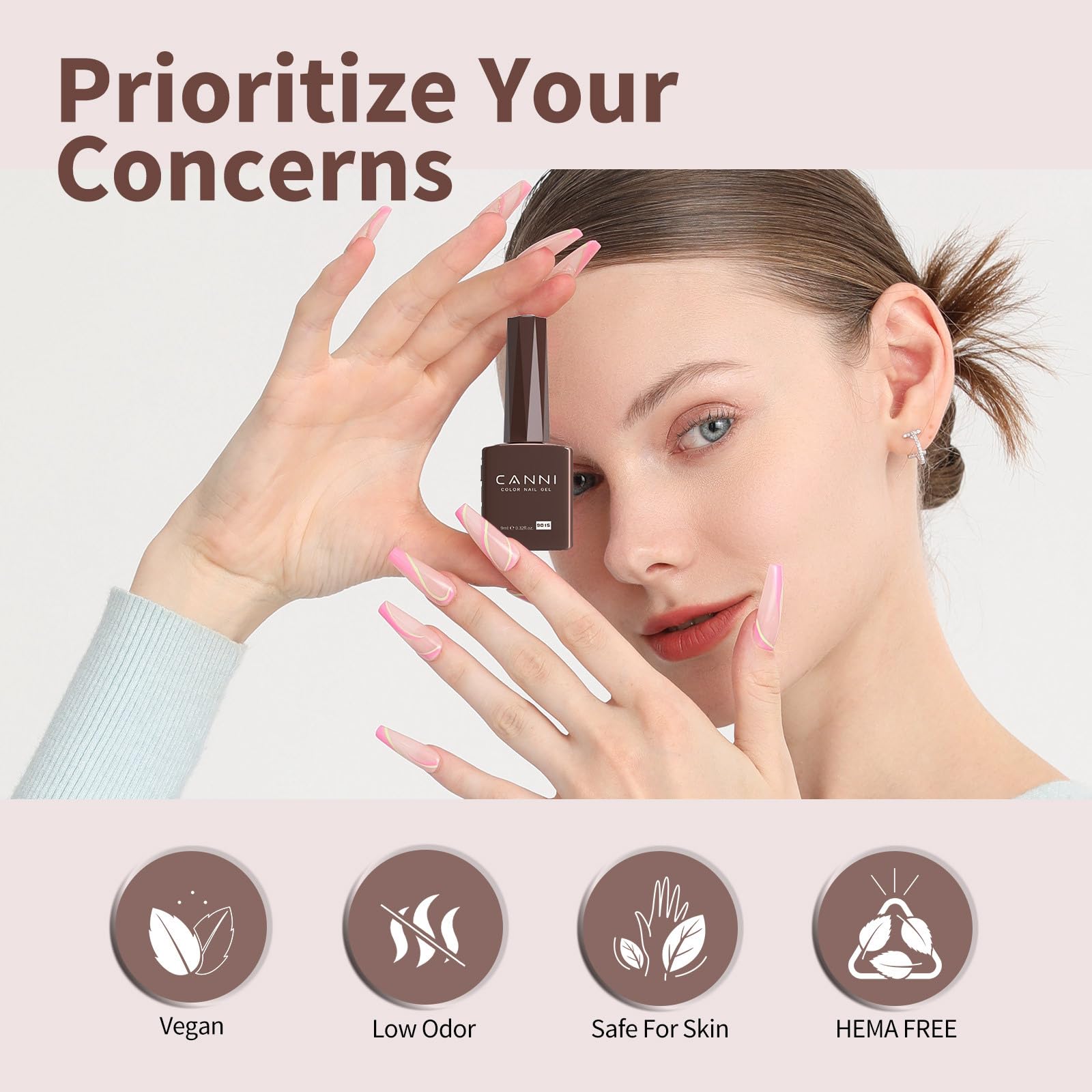 CANNI packaging highlights color accuracy for precise at-home manicures.