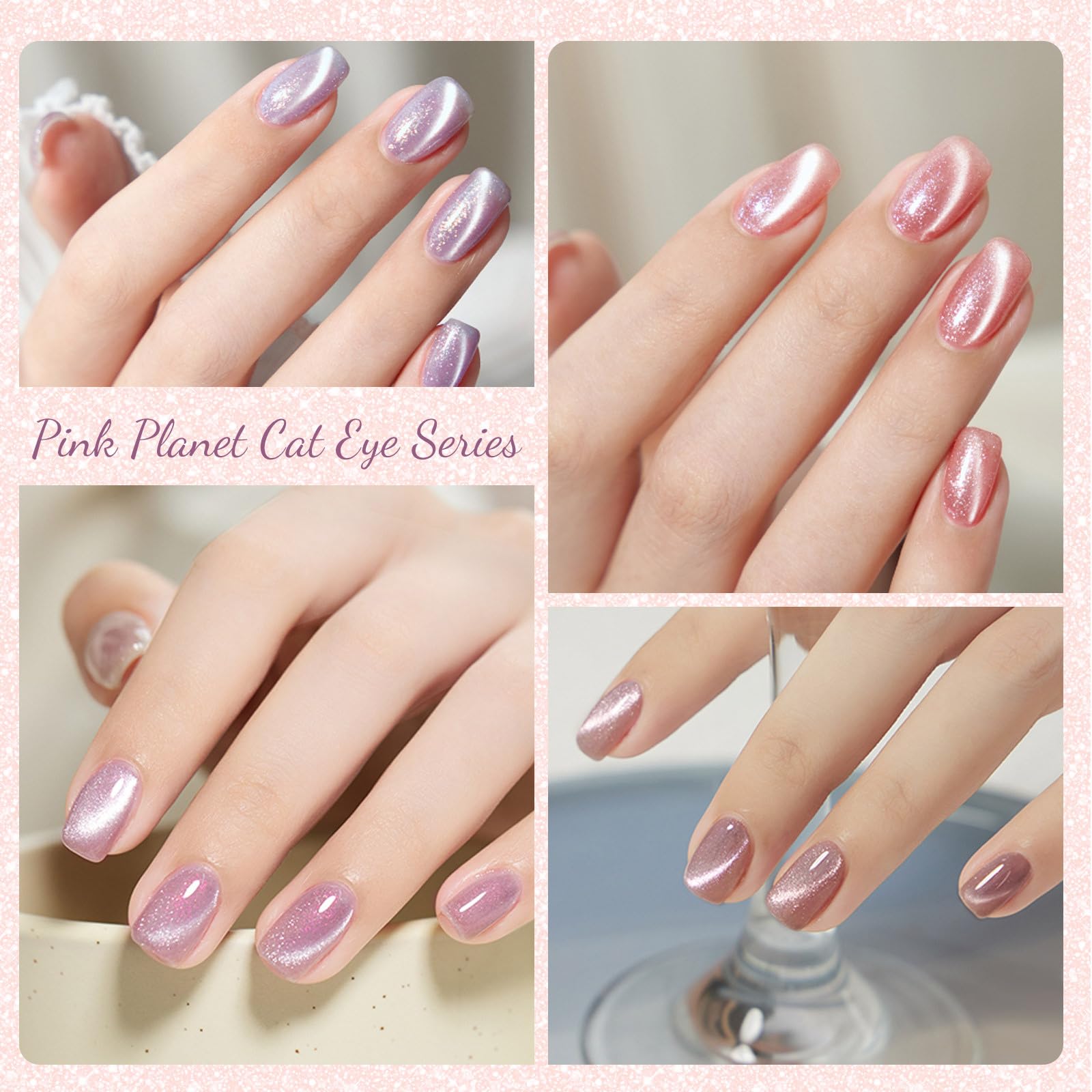 CANNI rainbow holo cat-eye gel polish creates multicolor shimmer.
