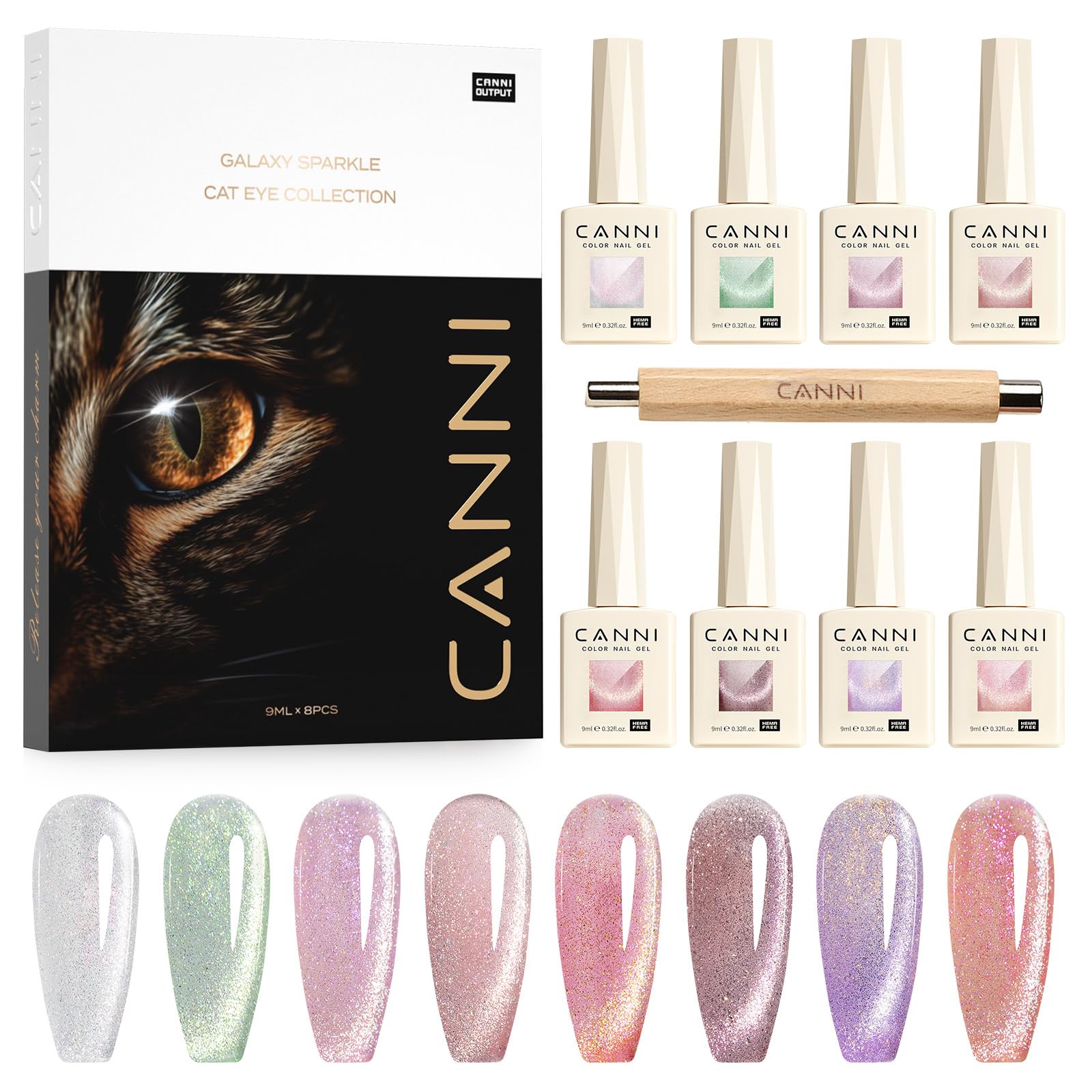 CANNI cat-eye gel nail polish in rose pink with magnetic effect for chic nails.