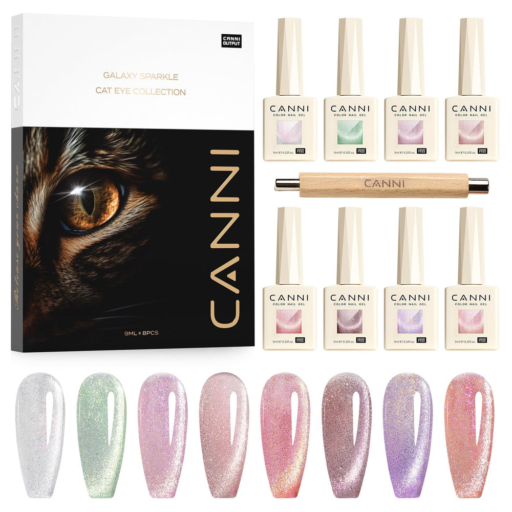 CANNI cat-eye gel nail polish in rose pink with magnetic effect for chic nails.