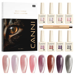 CANNI cat-eye gel polish set with 8 colors and magnetic effect for shifting shine