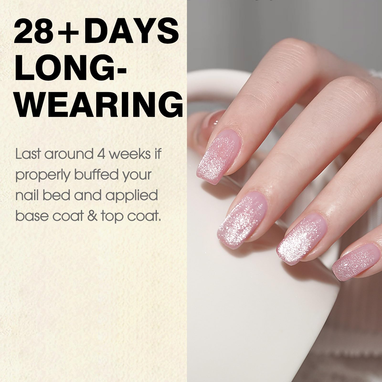 CANNI cat-eye pink pearl application brush enables easy DIY nails