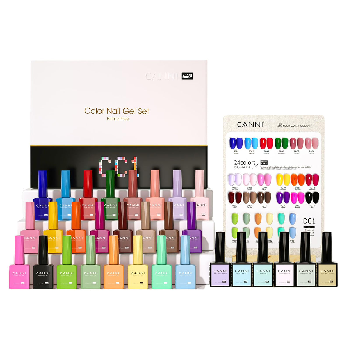 CANNI CC1 30-piece gel polish set shown together for versatile DIY manicures