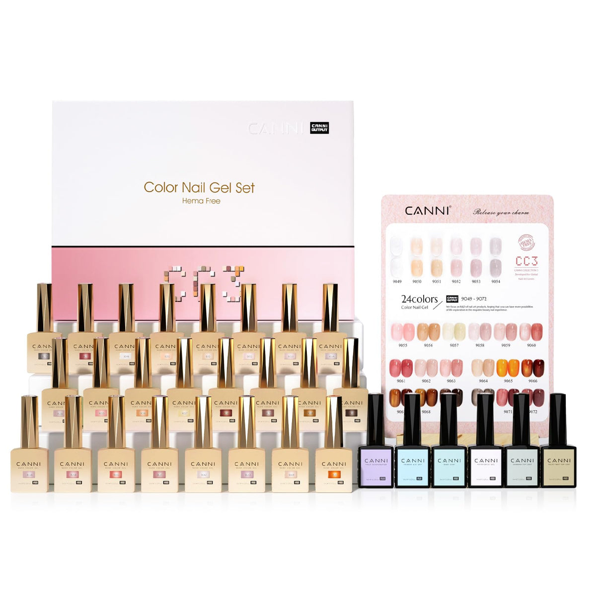 CANNI CC3 jelly gel nail polish set color card view for precise shade matching