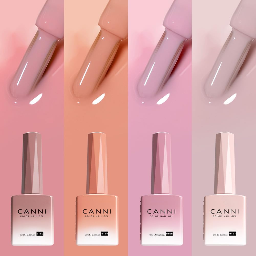 CANNI CC7 bottle row display demonstrates organized gel color options.