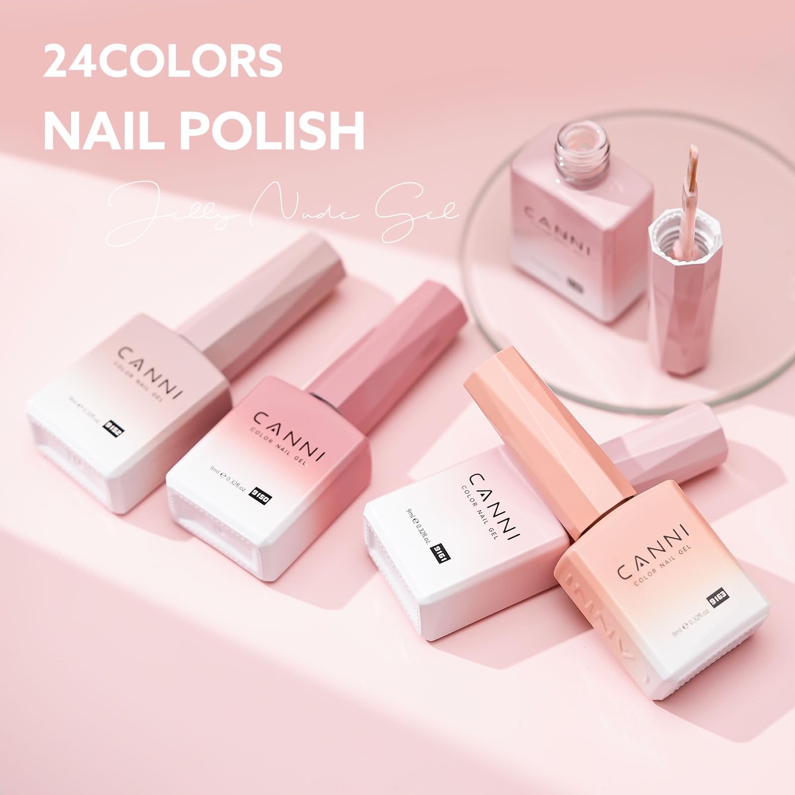 CANNI CC7 soft nude pink nails look glossy and elegant.