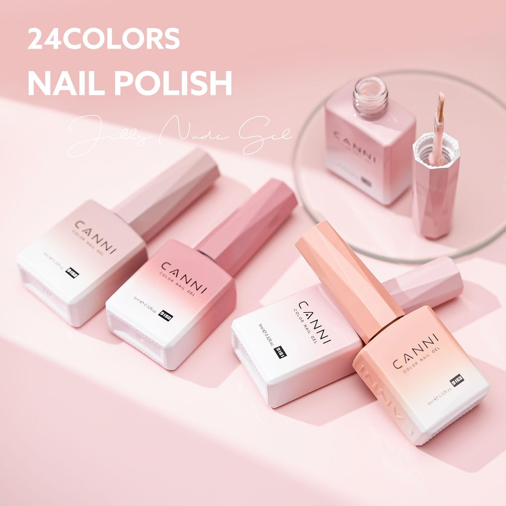 CANNI CC7 soft nude pink nails look glossy and elegant.
