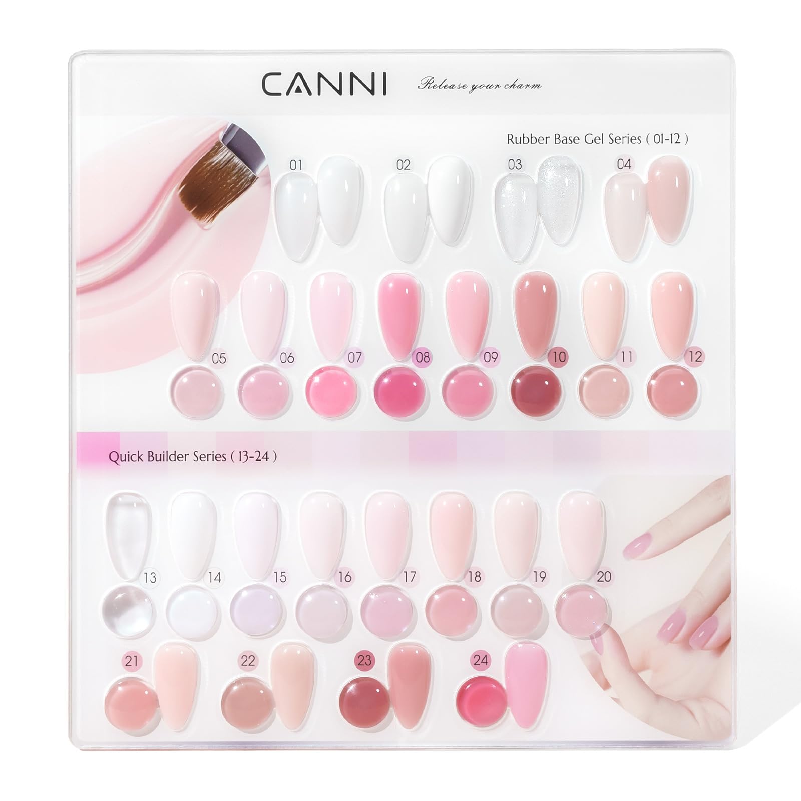 CANNI CF1 30-piece polish arrangement with jelly pink tones