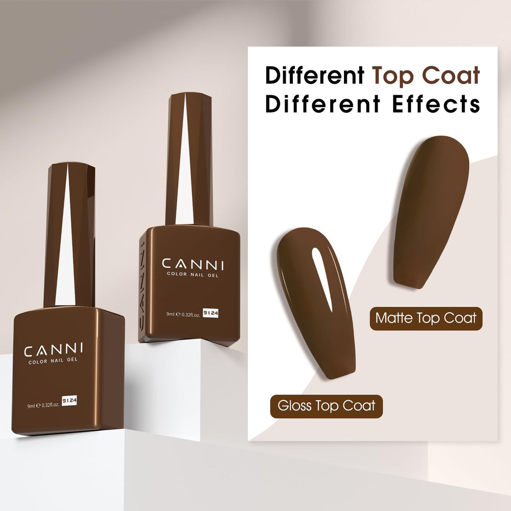 CANNI packaging display highlighting easy-use gel polish for home users.