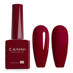 CANNI Dark Red gel nail polish bottle close-up showing rich burgundy shade for salon-worthy color.