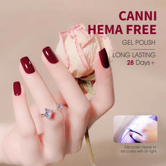 CANNI swatch of dark red gel color.