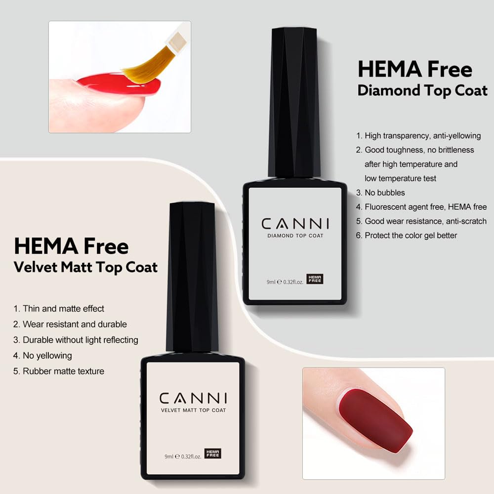 CANNI diamond top coat bottle delivers shiny high-gloss finish