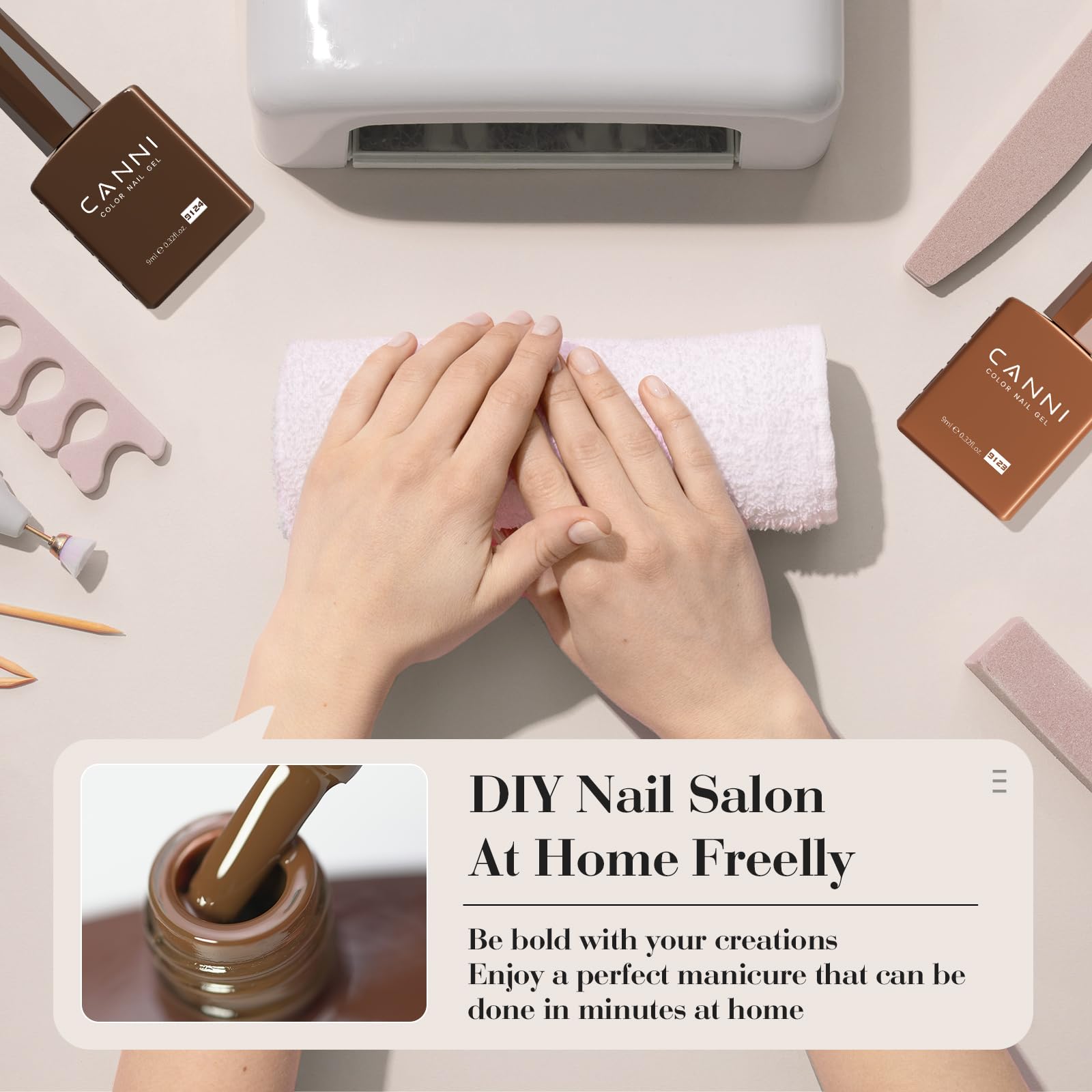 CANNI DIY manicure setup for a home spa-like experience.