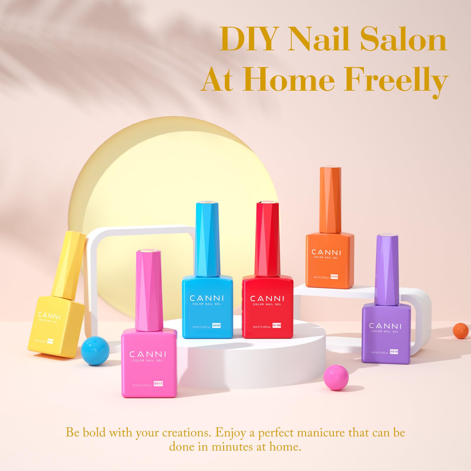 CANNI pink gel polish bottle with high gloss finish for summer nails