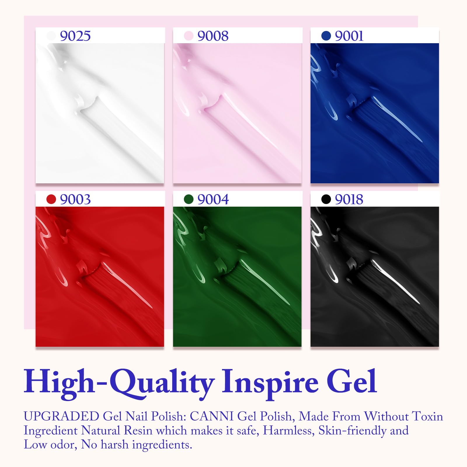 CANNI gel nail polish set black bottle offers high-contrast nail art.
