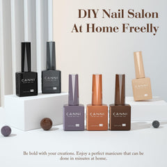 CANNI gel nail polish set brown shade offering smooth application for natural nails.