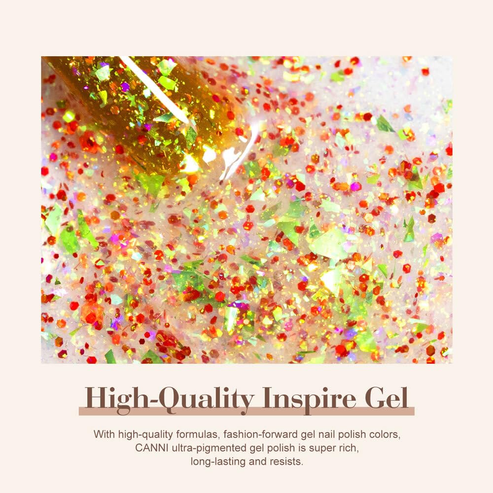 CANNI glitter gel nail polish blue for cool, high-gloss sparkle