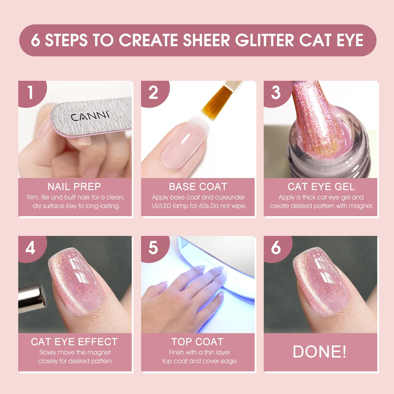 CANNI glitter gel nail polish silver for chic shine